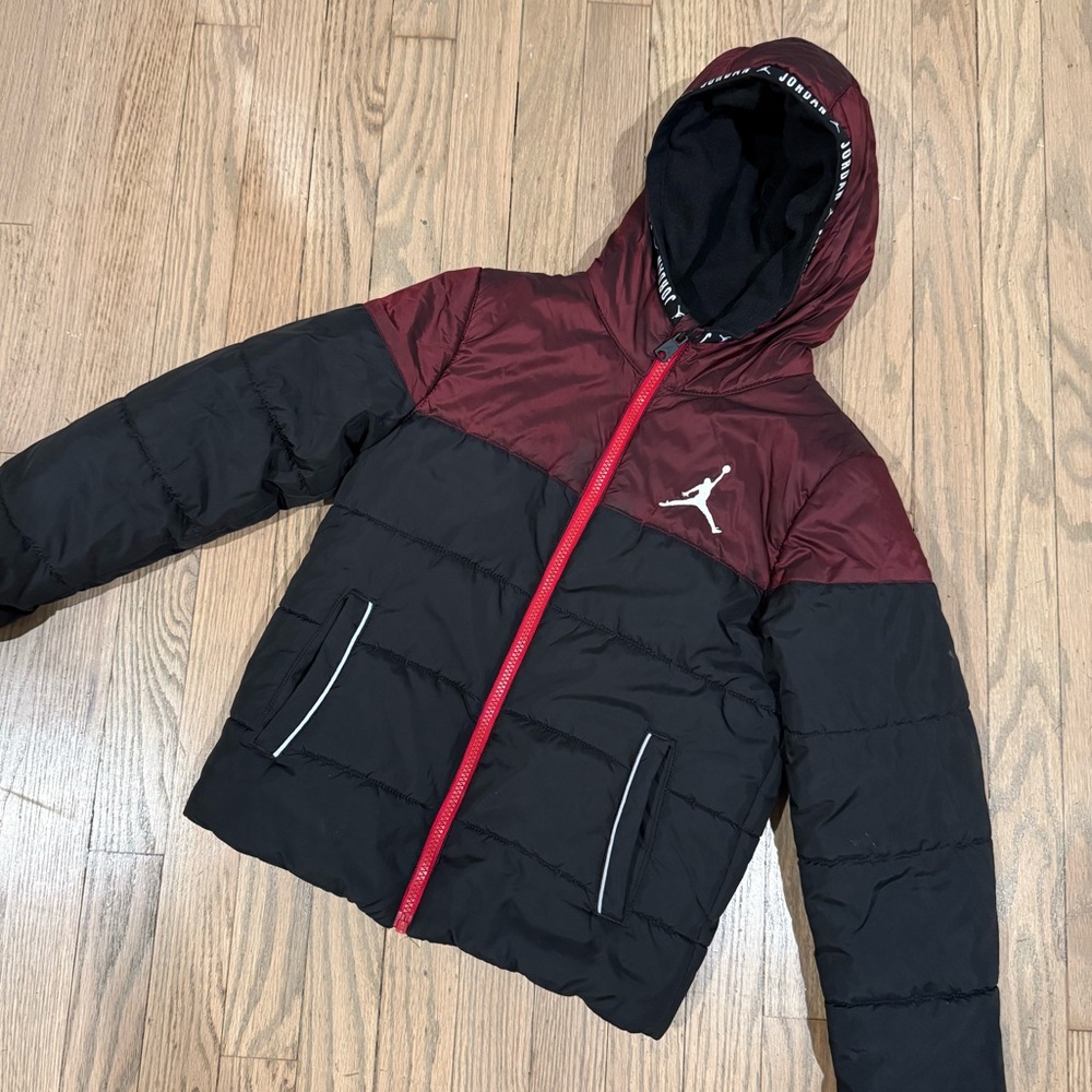 Jordan Black and Red Puffer Jacket Size 8-10